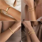 Gold Bracelets for Women Non Tarnish, 14K Gold Plated Chunky Cuff Bracelet Gold Bangles Bracelet for Women Trendy Tie Knot Cuban Rope Paperclip Beaded Bracelet Stack Jewelry Gifts - Image 5