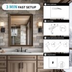 Retro Copper Effect Framed Wall Mirror, 16x20 Rectangle Mirror, 1/8"Anti-desilvering Tempered Glass, Sustainable&Sturdy Frame, Anti-Rust, HD Reflection &3min Fast Setup for Bathroom Living Room - Image 8