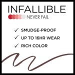 L'Oreal Paris Makeup Infallible Never Fail Original Mechanical Pencil Eyeliner with Built in Sharpener, Black Brown, 0.008 oz., 1 Count - Image 4