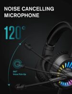 ZIUMIER Gaming Headset with Microphone, Compatible with PS4 PS5 Xbox One PC Laptop, Over-Ear Headphones with LED RGB Light, Noise Canceling Mic, 7.1 Stereo Surround Sound - Image 3