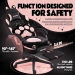 Pink Gaming Chair Cute with Cat Ears Paw Lumbar and Cushion,Ergonomic Computer Chair with Footrest,Reclining PC Game Chair for Girl Computer Chair 300lbs for Adult - Image 7