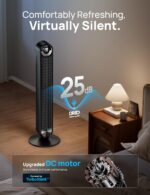 Dreo Tower Fan for Bedroom, Upgraded DC 9 Speeds 25dB Ultra-Quiet Floor Fan, 90° Oscillating Fans with 28ft/s Velocity, 12H Timer, Standing Fan, Bladeless Fan Powerful for Home Office Room - Image 4