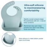 PandaEar Set of 3 Silicone Baby Bibs Waterproof, Soft, Unisex, 10-72 Months (Brown/Blue/Green) - Image 3