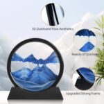 Moving Sand Art Liquid Motion, 3D Deep Sea Sandscape Color Quicksand Decor, Round Glass Moving Sand Art Picture Relaxing Desktop Home Office Work Decor (Blue, 7 inch) - Image 4