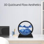 Moving Sand Art Liquid Motion, 3D Deep Sea Sandscape Color Quicksand Decor, Round Glass Moving Sand Art Picture Relaxing Desktop Home Office Work Decor (Blue, 7 inch) - Image 5