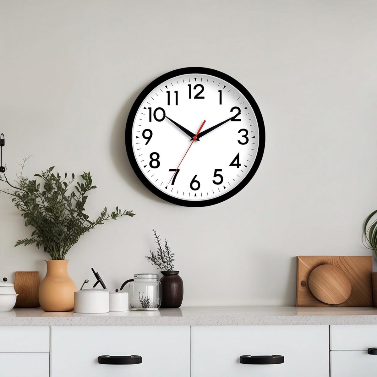 Wall Clock Small Analog 8 Inch Silent Non Ticking Battery Operated Modern Simple Decorative for Kitchen Office Bedroom Bathroom Living Room(Black) - Image 4