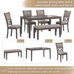 Signature Design by Ashley Wrenning Modern Diamond Patterned Dining Table with 4 Upholstered Chairs and Bench, Set of 6, Gray & Light Gray - Image 4
