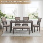 Signature Design by Ashley Wrenning Modern Diamond Patterned Dining Table with 4 Upholstered Chairs and Bench, Set of 6, Gray & Light Gray - Image 6