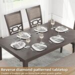 Signature Design by Ashley Wrenning Modern Diamond Patterned Dining Table with 4 Upholstered Chairs and Bench, Set of 6, Gray & Light Gray - Image 9