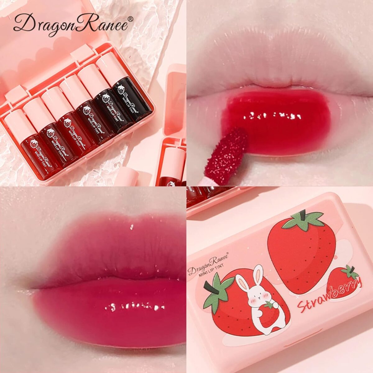6 Colors Lip Tint Stain Set, Korean Lip Stain Mini Liquid Lipstick, Moisturizing Natural Korean Lip Gloss Set, Long Lasting, Waterproof, Non-Stick Cup, High Pigment, Lip Color Makeup - Image 4