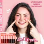 6 Colors Lip Tint Stain Set, Korean Lip Stain Mini Liquid Lipstick, Moisturizing Natural Korean Lip Gloss Set, Long Lasting, Waterproof, Non-Stick Cup, High Pigment, Lip Color Makeup - Image 7