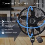 Lasko Oscillating Cyclone Pedestal Fan, Adjustable Height, Timer, Remote Control, 3 Speeds, for Bedroom, Living Room, Home Office, 18", Black, 1843 - Image 4