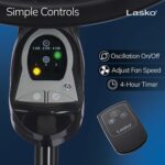 Lasko Oscillating Cyclone Pedestal Fan, Adjustable Height, Timer, Remote Control, 3 Speeds, for Bedroom, Living Room, Home Office, 18", Black, 1843 - Image 6