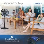 Lasko Oscillating Cyclone Pedestal Fan, Adjustable Height, Timer, Remote Control, 3 Speeds, for Bedroom, Living Room, Home Office, 18", Black, 1843 - Image 7