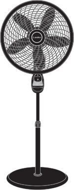 Lasko Oscillating Cyclone Pedestal Fan, Adjustable Height, Timer, Remote Control, 3 Speeds, for Bedroom, Living Room, Home Office, 18", Black, 1843 - Image 8