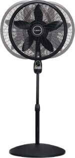 Lasko Oscillating Cyclone Pedestal Fan, Adjustable Height, Timer, Remote Control, 3 Speeds, for Bedroom, Living Room, Home Office, 18", Black, 1843 - Image 10