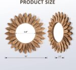 Honiway Wall Mirror Decorative 12 inch Rustic Wood Mirror Sunburst Boho Mirror for Entryway Bedroom Living Room Bathroom House Warming Gifts New Home Essential Carbonized Black - Image 6