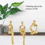 Gold Home Decor Thinker Statue Accents, Set of 3 Thinker Sculptures Office Decor Modern Abstract Resin Decoration on Shelf Table Desk for Living Room Office Bedroom (Large Gold) - Image 6