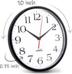 HIPPIH 2 Pack Silent Wall Clock, 10 Inch Non Ticking Quiet Digital Sweep Decorative Battery Operated Wall Clocks for Living Room Bedroom Kitchen School Office Decor, Black - Image 4