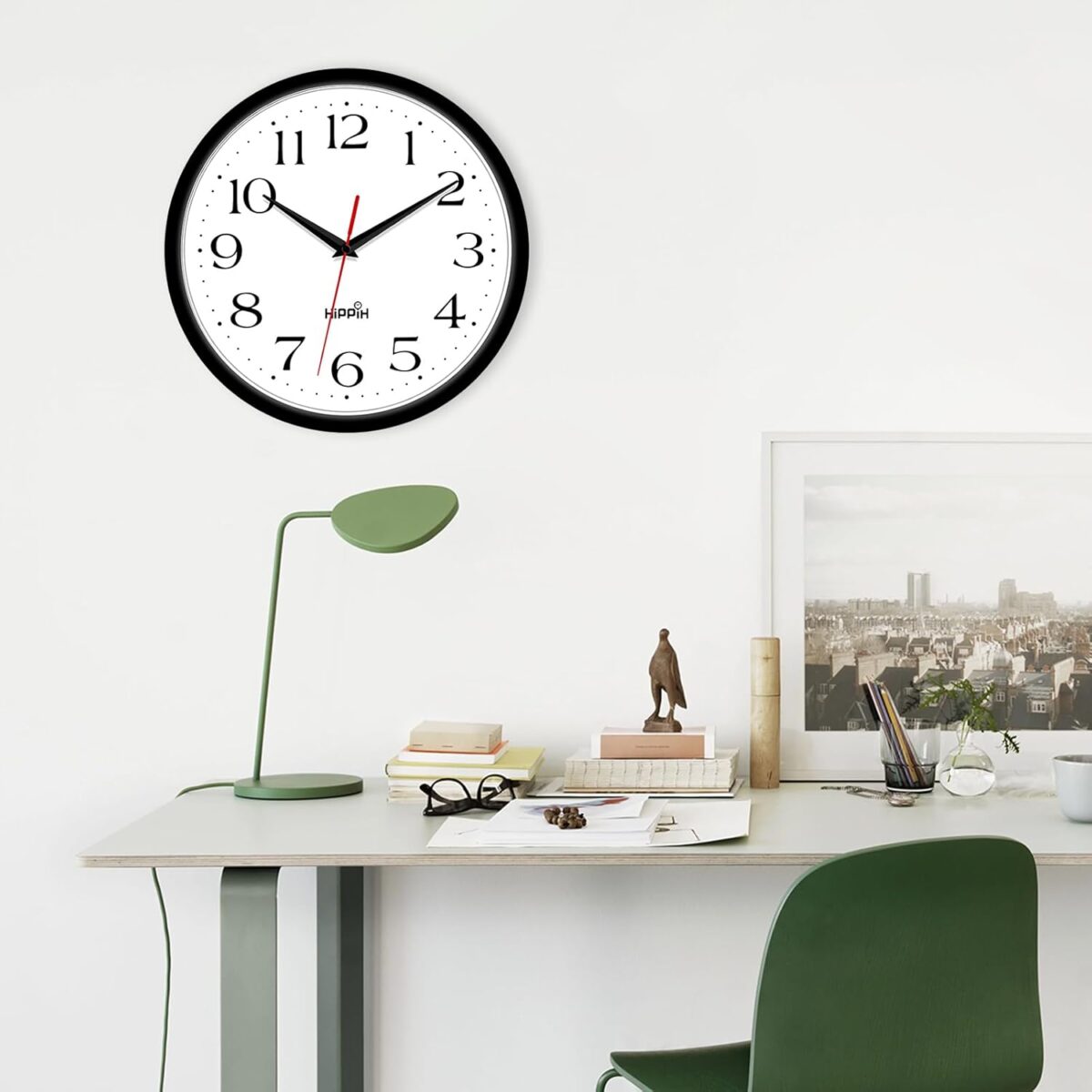 HIPPIH 2 Pack Silent Wall Clock, 10 Inch Non Ticking Quiet Digital Sweep Decorative Battery Operated Wall Clocks for Living Room Bedroom Kitchen School Office Decor, Black - Image 5