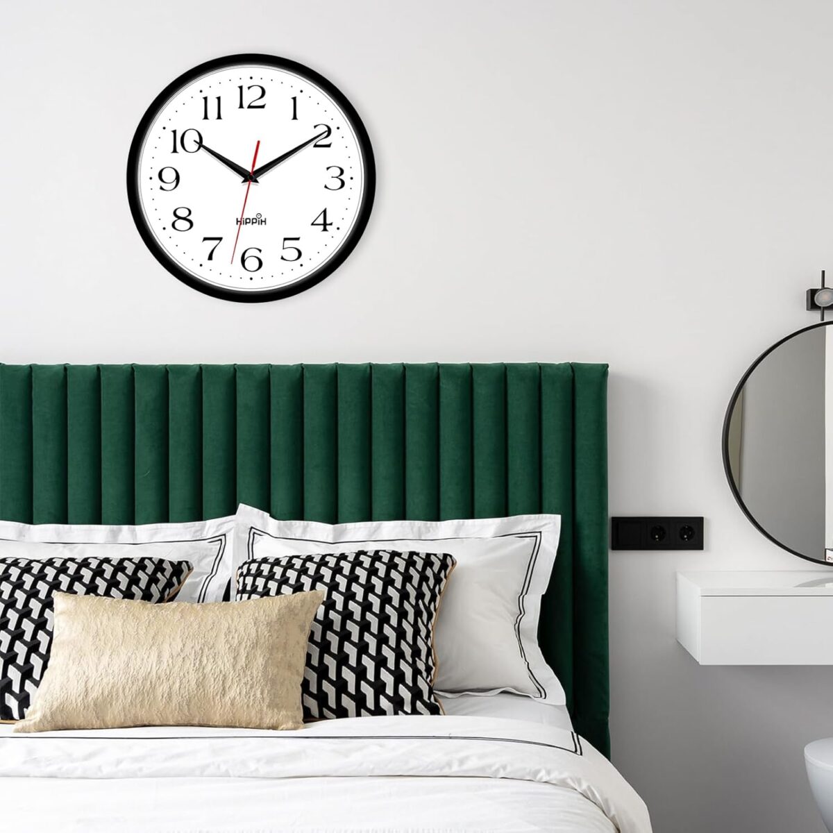 HIPPIH 2 Pack Silent Wall Clock, 10 Inch Non Ticking Quiet Digital Sweep Decorative Battery Operated Wall Clocks for Living Room Bedroom Kitchen School Office Decor, Black - Image 6