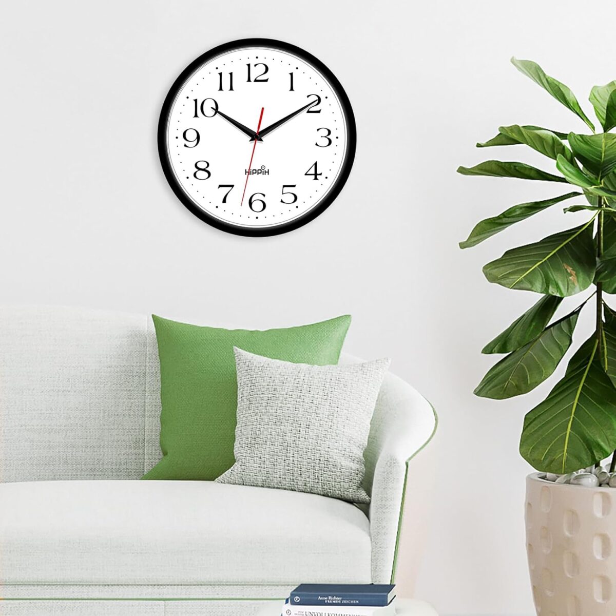 HIPPIH 2 Pack Silent Wall Clock, 10 Inch Non Ticking Quiet Digital Sweep Decorative Battery Operated Wall Clocks for Living Room Bedroom Kitchen School Office Decor, Black - Image 7