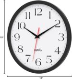 HIPPIH 2 Pack Silent Wall Clock, 10 Inch Non Ticking Quiet Digital Sweep Decorative Battery Operated Wall Clocks for Living Room Bedroom Kitchen School Office Decor, Black - Image 9
