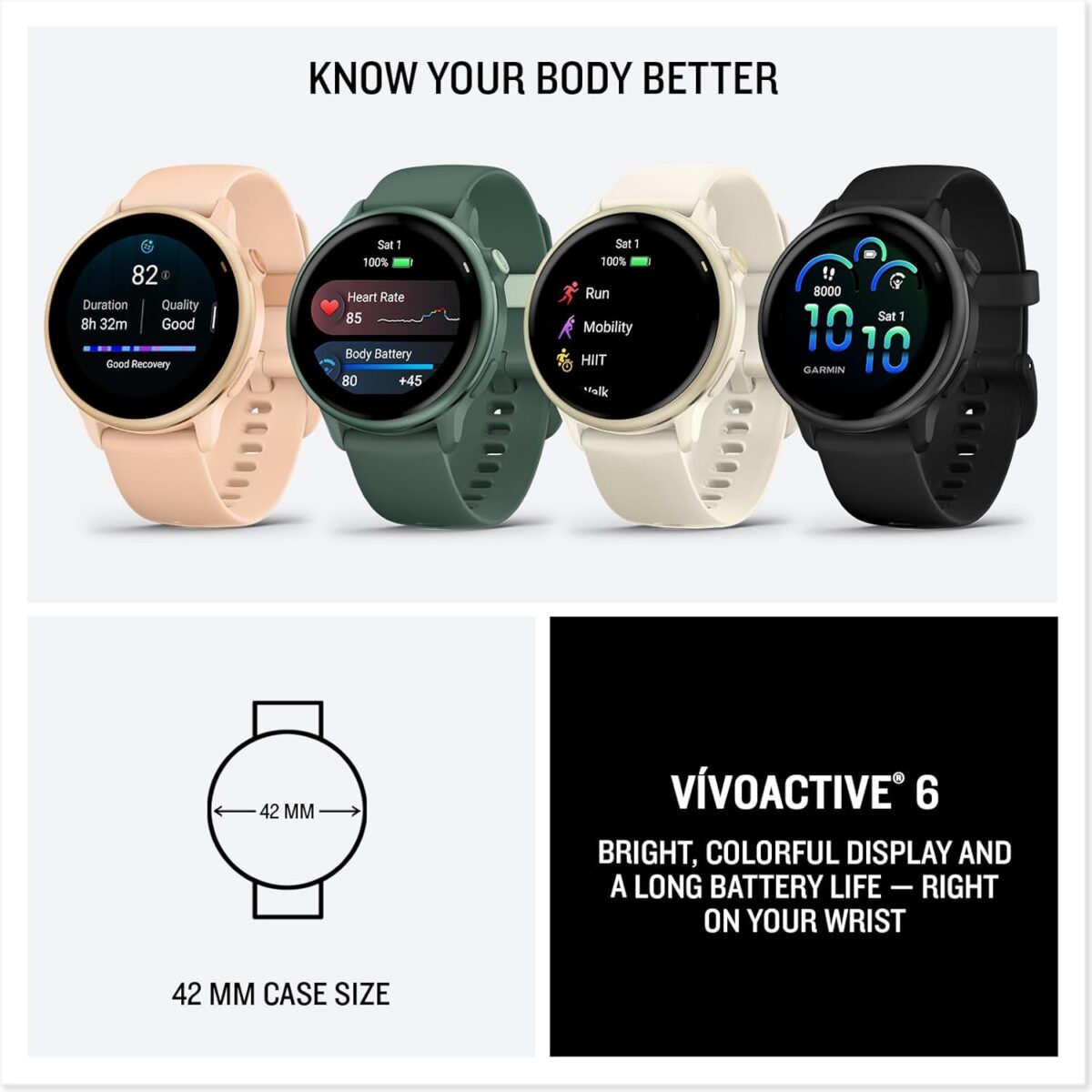 Garmin vívoactive® 6, Health and Fitness GPS Smartwatch, AMOLED Display, Up to 11 Days of Battery, Slate with Black Band - Image 10