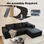 107.5" Cloud Sectional Couch with L-Shape Chaise,Modern Modular Sofa with Deep Seat, Upholstered Couches for Living Room Bedroom Apartments,No Assembly Required, (Black,Right Facing Chaise) - Image 4