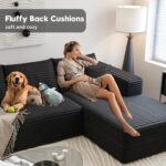 107.5" Cloud Sectional Couch with L-Shape Chaise,Modern Modular Sofa with Deep Seat, Upholstered Couches for Living Room Bedroom Apartments,No Assembly Required, (Black,Right Facing Chaise) - Image 8
