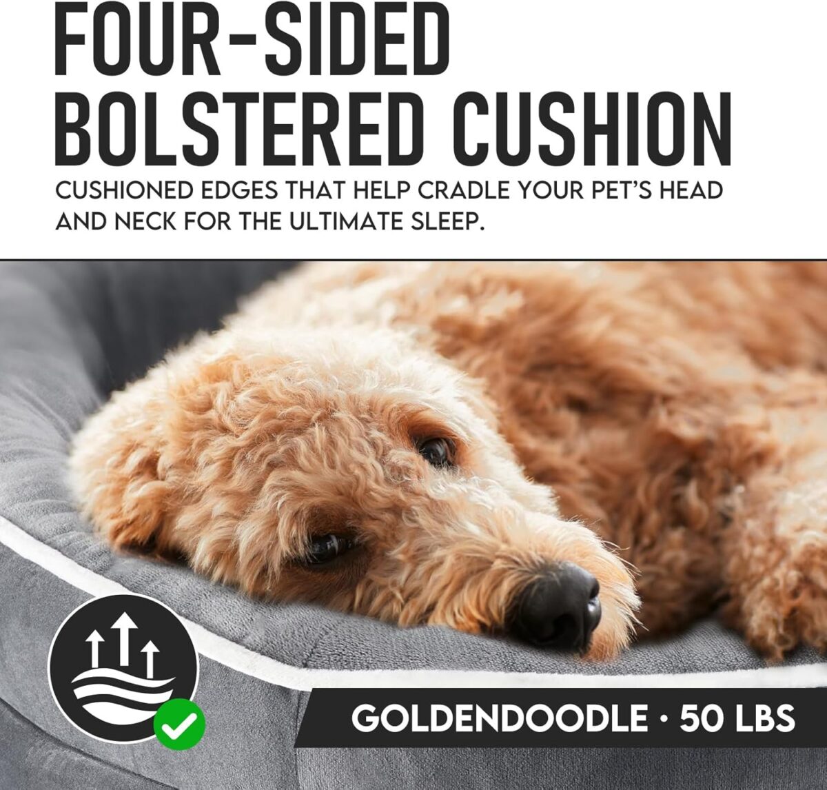 OhGeni Orthopedic Big Dog Couch Pet Sofa XL Sized Cat Beds with Comfort Foam Support, Soft Comfortable Fabric, Machine Washable Waterproof Removable Cover, 42-Inch (Gray) - Image 5