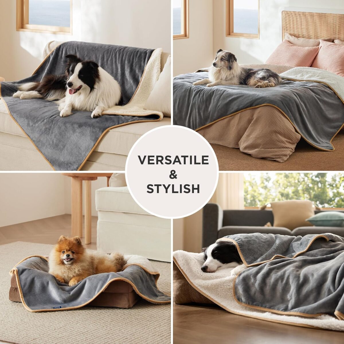 Bedsure Waterproof Dog Blankets for Small Dogs - Small Cat Blanket Washable for Couch Protection, Sherpa Fleece Puppy Blanket, Soft Plush Reversible Throw Furniture Protector, 25"X35", Grey - Image 6