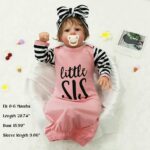 AMAWMW Newborn Baby Girl Little Sister Sleeper Gown Stripe Long Sleeve Nightgown Pajamas Gifts Stuff Essential Outfit - Image 3