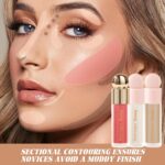 Liquid Contour,Liquid Highlighter, Blush with Face Brush Long Lasting Smooth Lightweight Smudge Proof Contour+ Blush+ Highlighter - Image 8