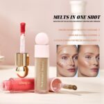Liquid Contour,Liquid Highlighter, Blush with Face Brush Long Lasting Smooth Lightweight Smudge Proof Contour+ Blush+ Highlighter - Image 9