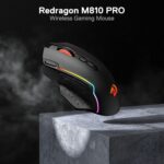 Redragon M810 Pro Wireless Gaming Mouse, 10000 DPI Wired/Wireless Gamer Mouse w/Rapid Fire Key, 8 Macro Buttons, 45-Hour Reliable Power Capacity and RGB Backlit for PC/Mac/Laptop - Image 3