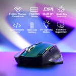 Redragon M810 Pro Wireless Gaming Mouse, 10000 DPI Wired/Wireless Gamer Mouse w/Rapid Fire Key, 8 Macro Buttons, 45-Hour Reliable Power Capacity and RGB Backlit for PC/Mac/Laptop - Image 4