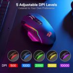 Redragon M810 Pro Wireless Gaming Mouse, 10000 DPI Wired/Wireless Gamer Mouse w/Rapid Fire Key, 8 Macro Buttons, 45-Hour Reliable Power Capacity and RGB Backlit for PC/Mac/Laptop - Image 6
