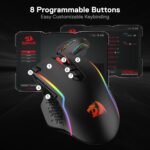 Redragon M810 Pro Wireless Gaming Mouse, 10000 DPI Wired/Wireless Gamer Mouse w/Rapid Fire Key, 8 Macro Buttons, 45-Hour Reliable Power Capacity and RGB Backlit for PC/Mac/Laptop - Image 9