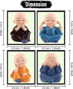 TIED RIBBONS 4 Pcs Baby Buddha Statue | Resin, 2 Inch | Buddha Monk Statue, Car Dashboard Decoration, Office, Table, Shelves, Home, Living Room, Buddha Decor | Mini Buddha Statue - Image 5