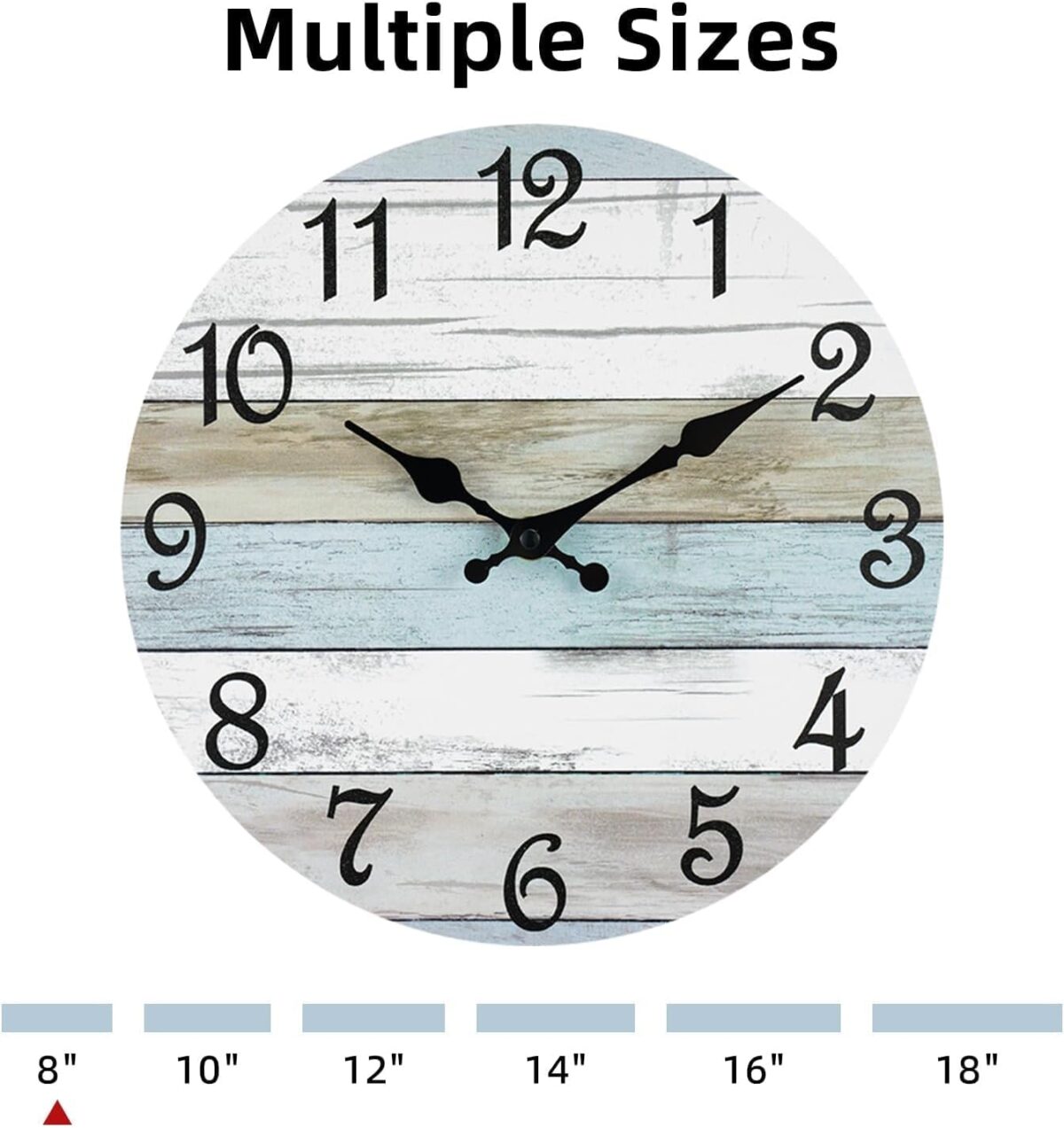 CHYLIN Wall Clock, Silent Non Ticking Battery Operated, Rustic Coastal Country Clock Decorative for Bathroom Kitchen Bedroom 8" - Image 4