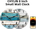 CHYLIN Wall Clock, Silent Non Ticking Battery Operated, Rustic Coastal Country Clock Decorative for Bathroom Kitchen Bedroom 8" - Image 6