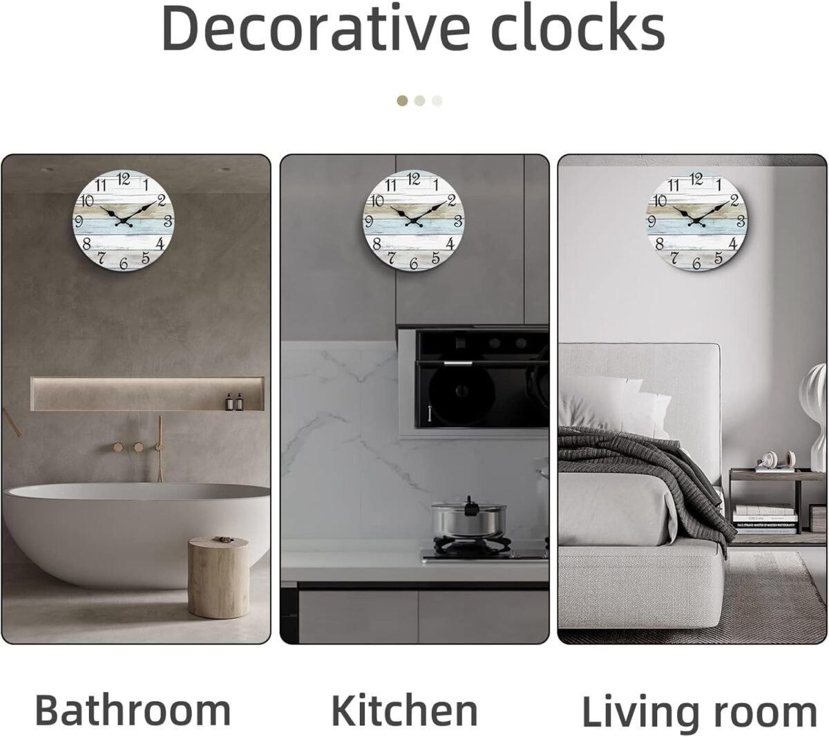 CHYLIN Wall Clock, Silent Non Ticking Battery Operated, Rustic Coastal Country Clock Decorative for Bathroom Kitchen Bedroom 8" - Image 10