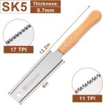 Japanese Hand Saw, 6 Inch Pull Saw with Double Edges of 11/17 TPI, SK5 Flexible Blade Handle Wood Saws for Woodworking Tools - Image 3