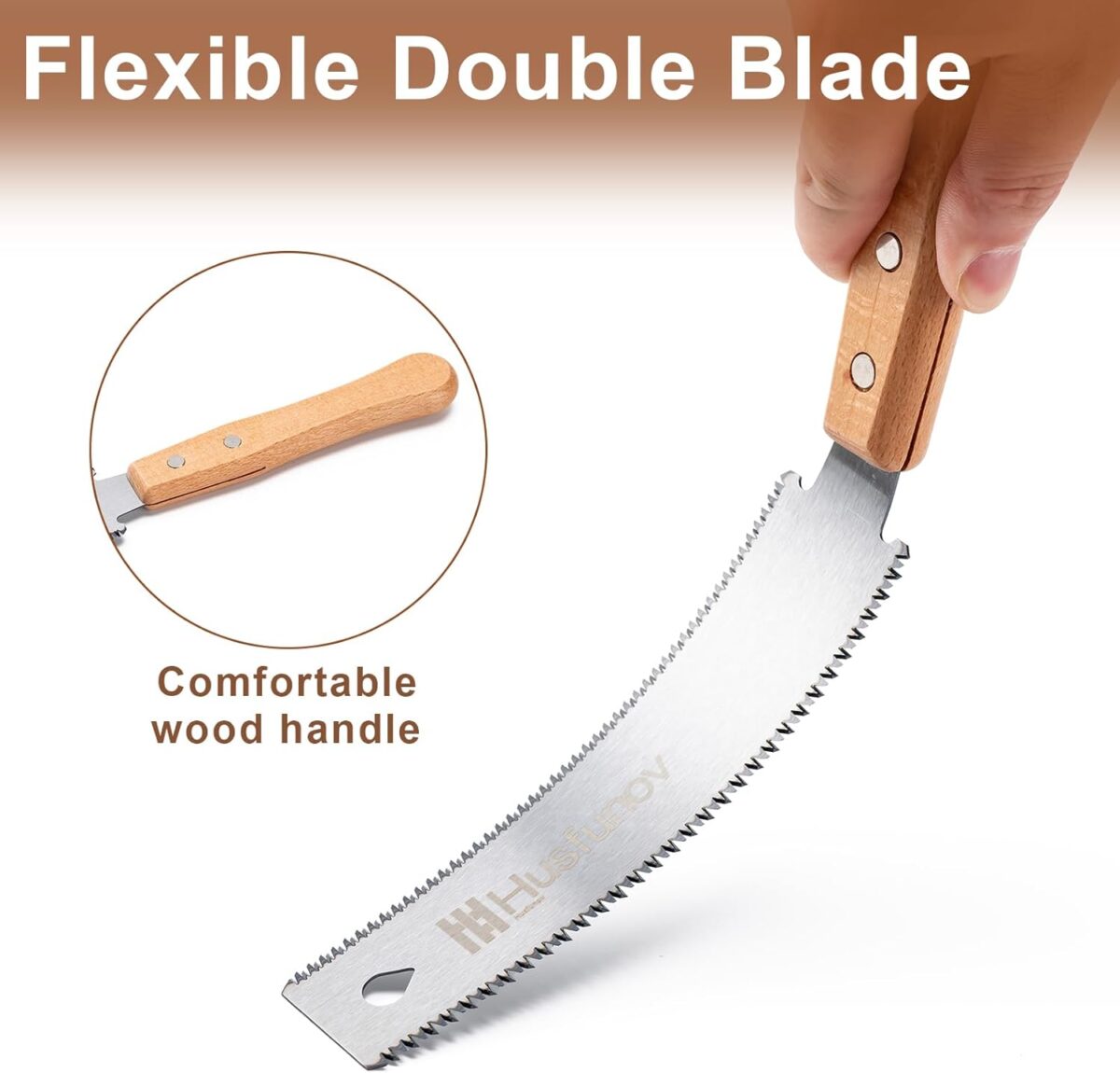 Japanese Hand Saw, 6 Inch Pull Saw with Double Edges of 11/17 TPI, SK5 Flexible Blade Handle Wood Saws for Woodworking Tools - Image 4