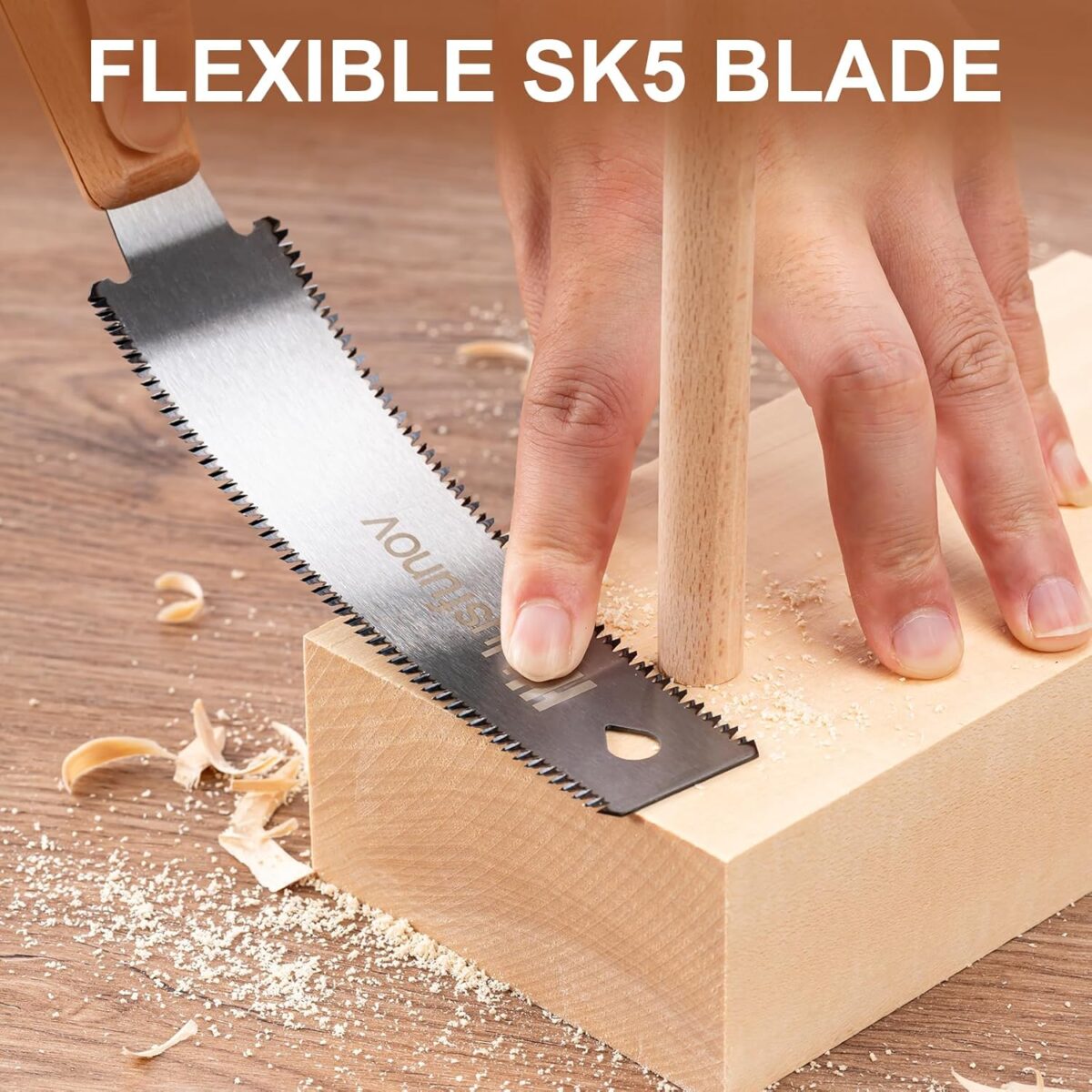 Japanese Hand Saw, 6 Inch Pull Saw with Double Edges of 11/17 TPI, SK5 Flexible Blade Handle Wood Saws for Woodworking Tools - Image 6
