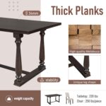 Merax 6 Piece Kitchen Dining Table Set, Wooden Rectangular Dining Table with Upholstered Bench and 4 Chairs, Dining Room Table Set for 6 People, Living Room Furniture (Espresso, Cushions) - Image 7