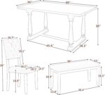 Merax 6 Piece Kitchen Dining Table Set, Wooden Rectangular Dining Table with Upholstered Bench and 4 Chairs, Dining Room Table Set for 6 People, Living Room Furniture (Espresso, Cushions) - Image 8