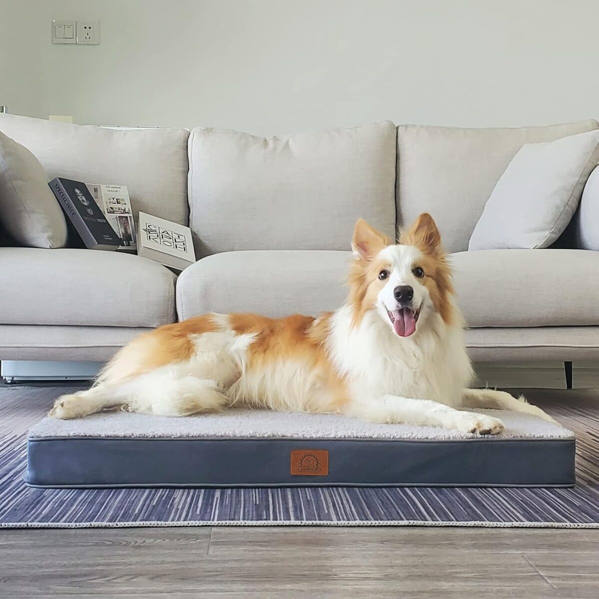 Extra Large Orthopedic Dog Bed for Big Dogs - XL Waterproof Dog Bed with Removable Washable Cover & Anti-Slip Bottom, Crate Bed, Deluxe Plush Pet Bed Mat (Grey) - Image 6