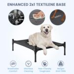 36" Large Dog House for Large Dog Indoor or Outside, Weatherproof 600D PVC Outdoor, Featuring Breathable 2x1 Textilene Elevated Dog Bed, Easy Clean（Grey） - Image 4